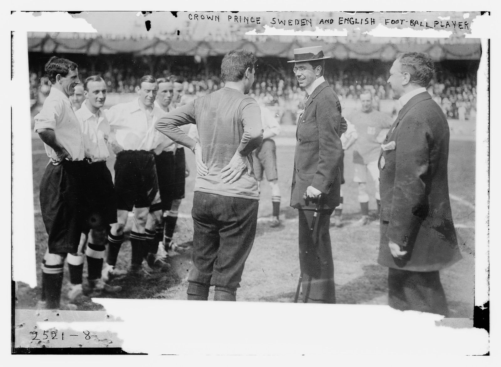 Crown Prince Seden and English football players, n/a — historic photograph