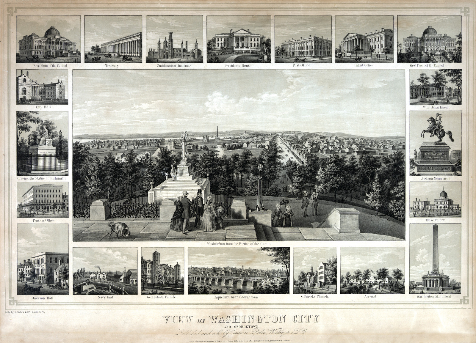 View of Washington City and Georgetown [c. 1849], c. 1849 — antique lithograph