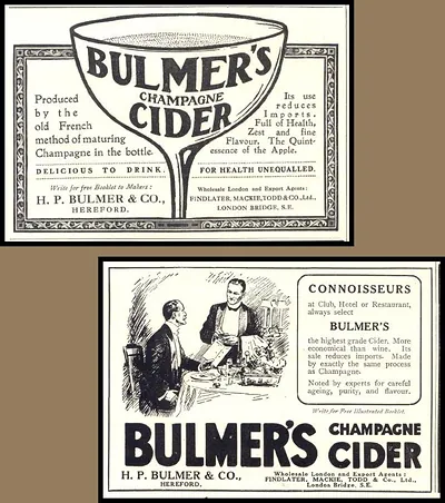 Bulmer's Champagne Cider advertisements with illustrations