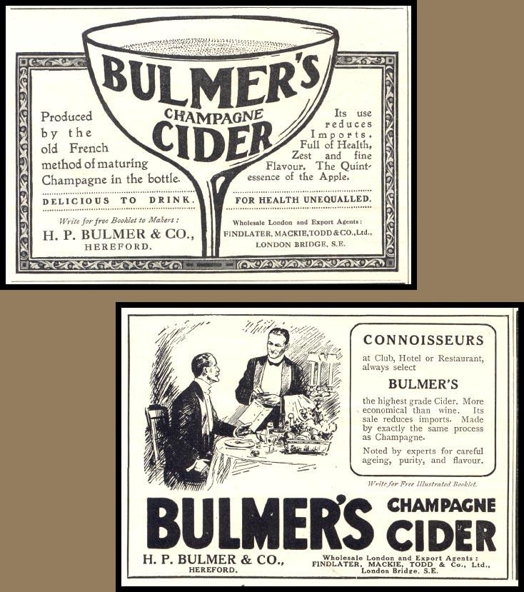 Bulmer's Champagne Cider advertisements with illustrations — historic image