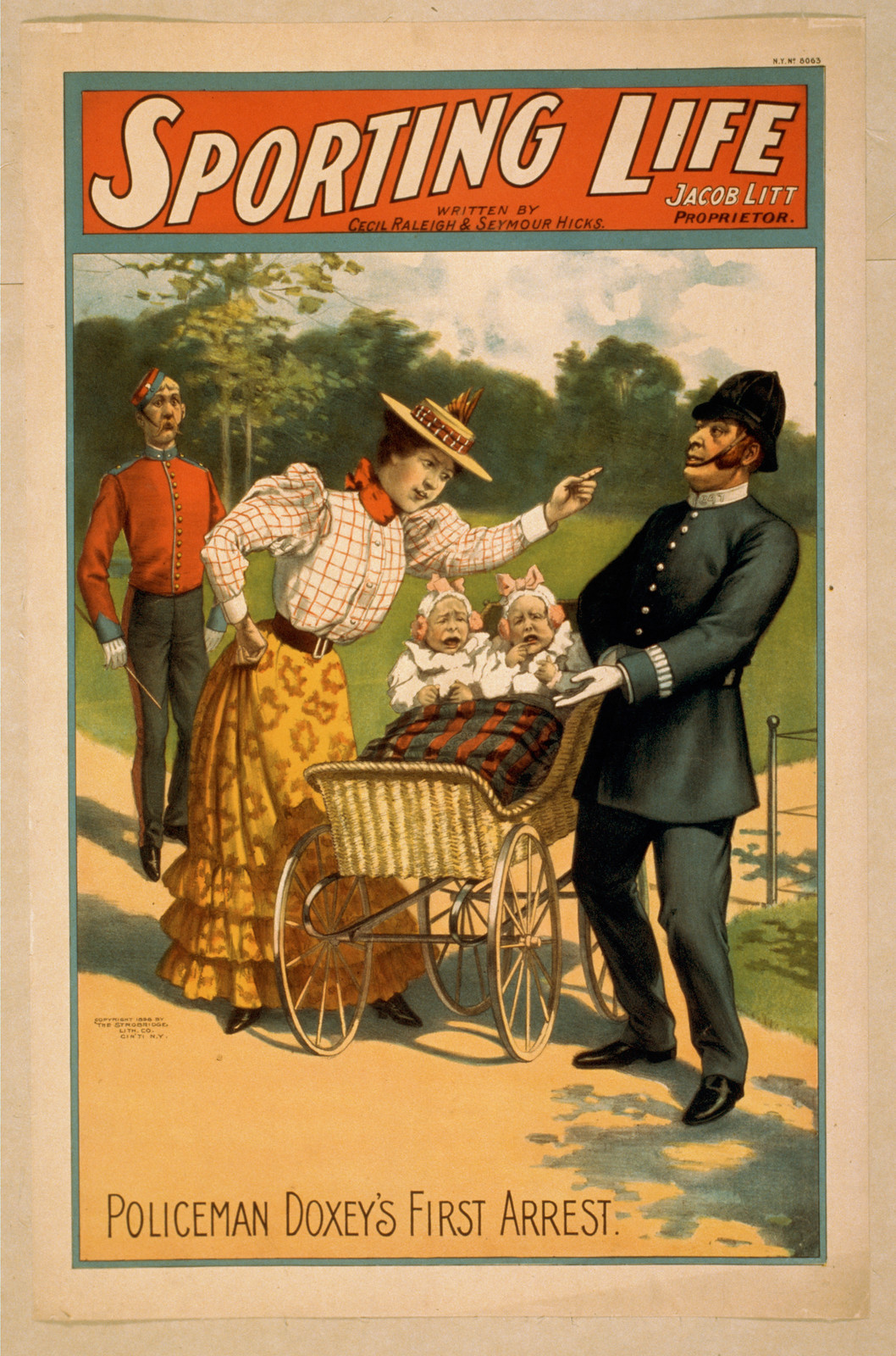 Sporting Life poster: Policeman Doxey's First Arrest — vintage poster