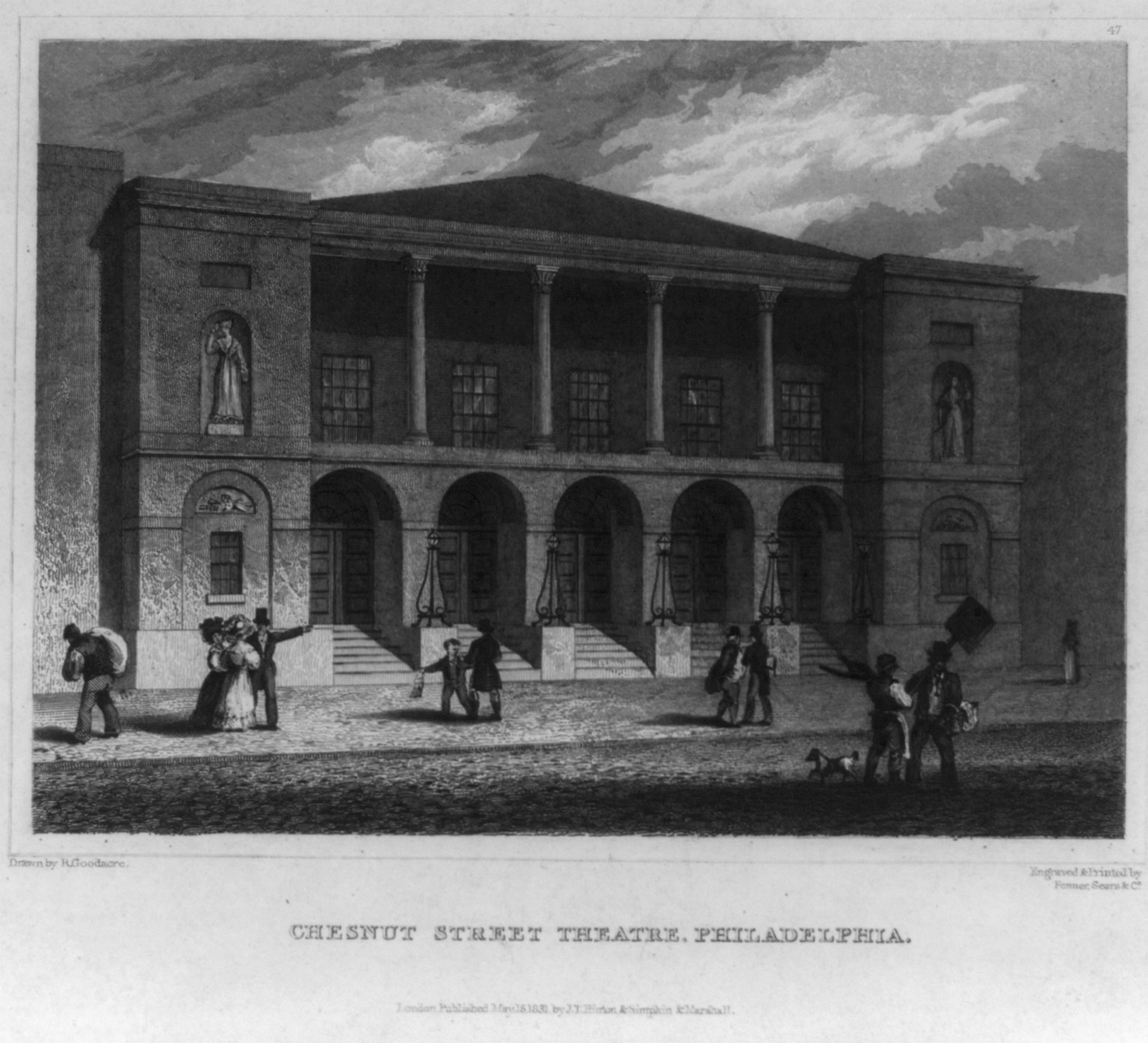 Chestnut Street Theatre, Philadelphia, [no date recorded on caption card] — antique engraving