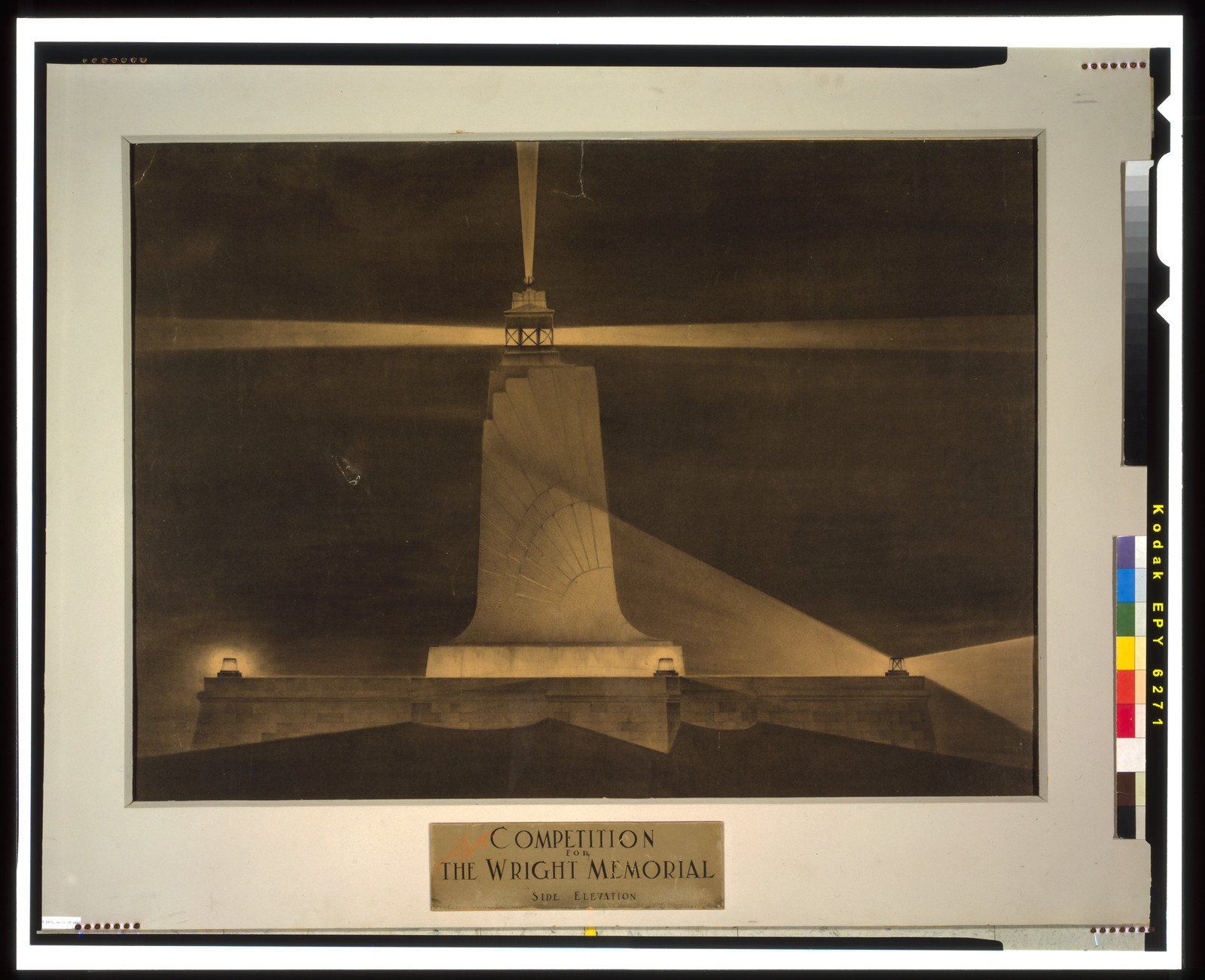 Competition for the Wright Memorial, Side Elevation — historic image