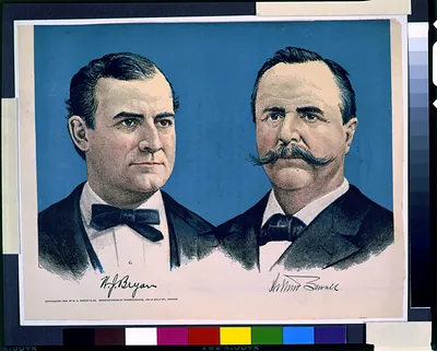 [William J. Bryan and Arthur Sewall, head-and-shoulders portraits]