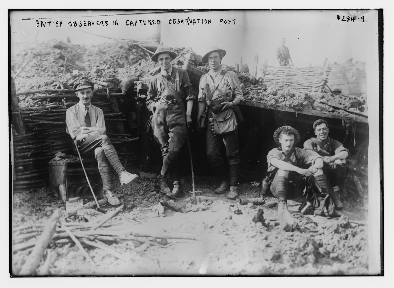 Brt. Observers in captured observation post, n/a — historic photograph