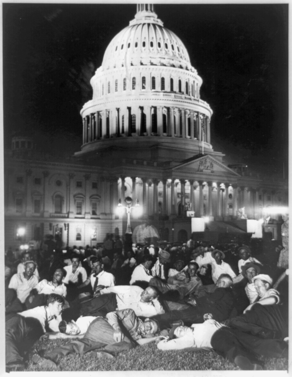 Bonus army on Capitol lawn, Washington, D.C. July 13, 1932, 1932 July 13. — historic photograph