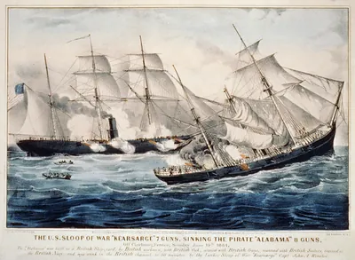 The U.S. sloop of war Kearsarge" 7 guns France Sunday June 19th. 1864"
