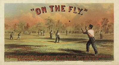 On the Fly baseball tobacco advertisement chromolithograph