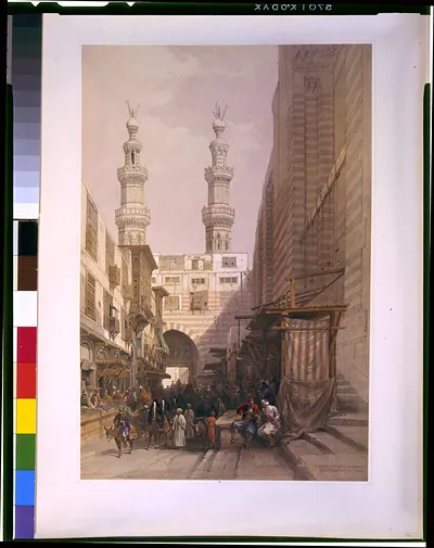 Minarets and grand entrance of the Metwaleys at Cairo / David Roberts, R.A.