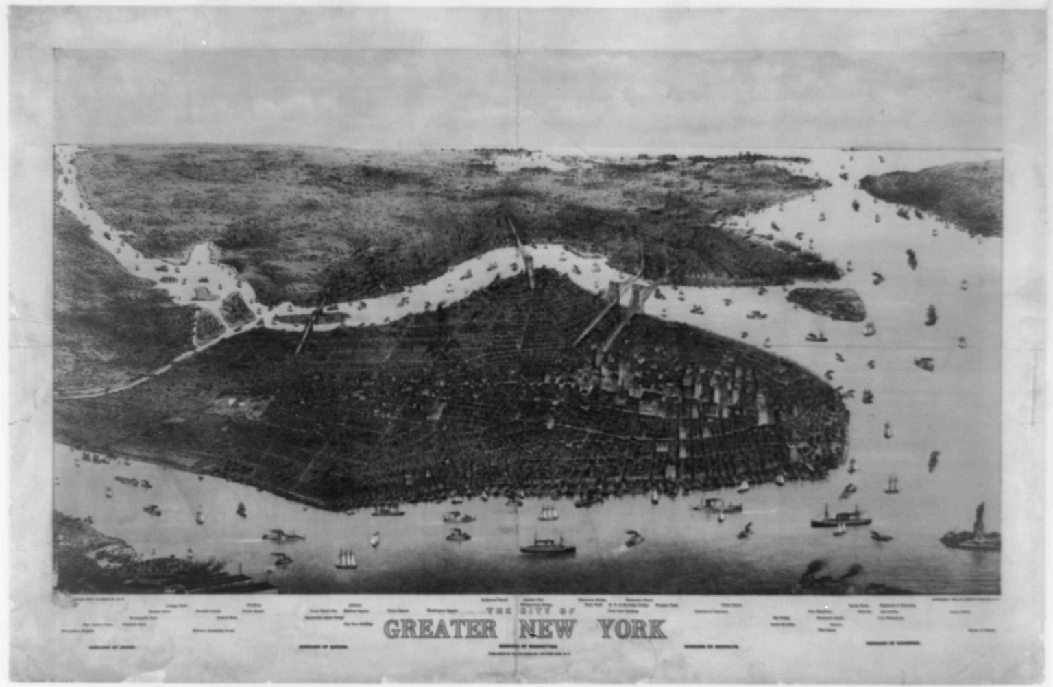 The city of greater New York / [...] Charles Hart., N.Y. : Published by Joseph Koehler, c1905. — antique lithograph