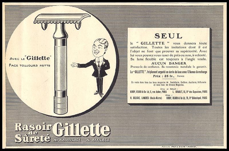 Gillette safety razor advertisement in French — historic image