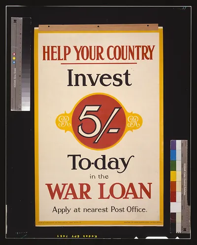 Help your country. Invest five [shillings] to-day in the war loan / printers, Sir Joseph Causton & Sons Limited, London.