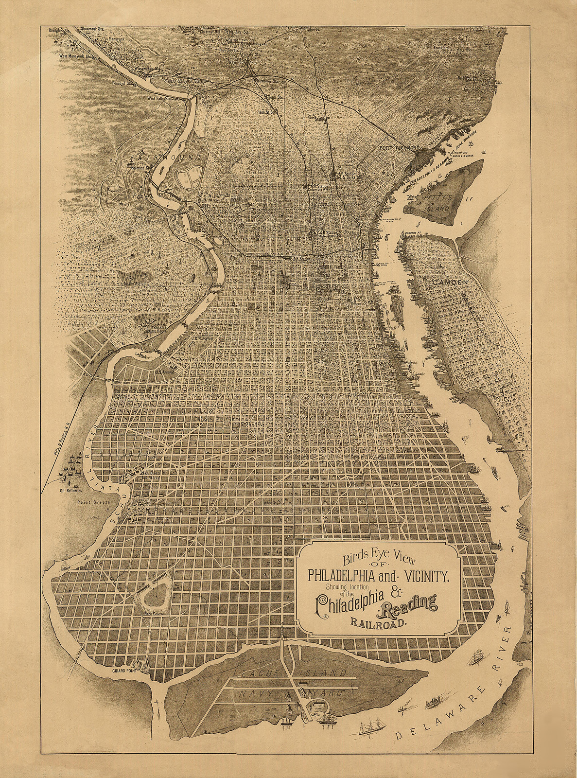 Philadelphia, Pennsylvania, 1870, 1870 — antique map