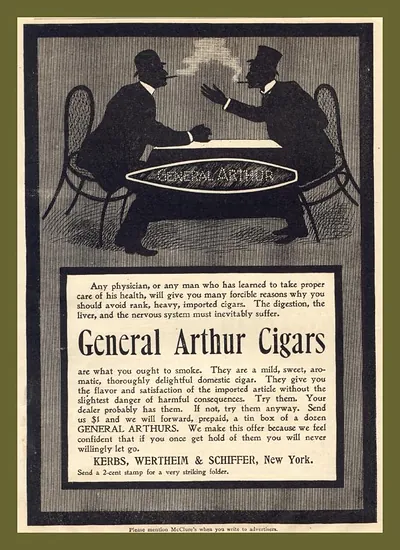 General Arthur Cigars magazine advertisement with two smokers