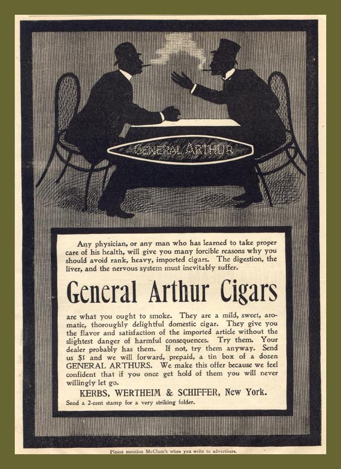 General Arthur Cigars magazine advertisement with two smokers — historic image