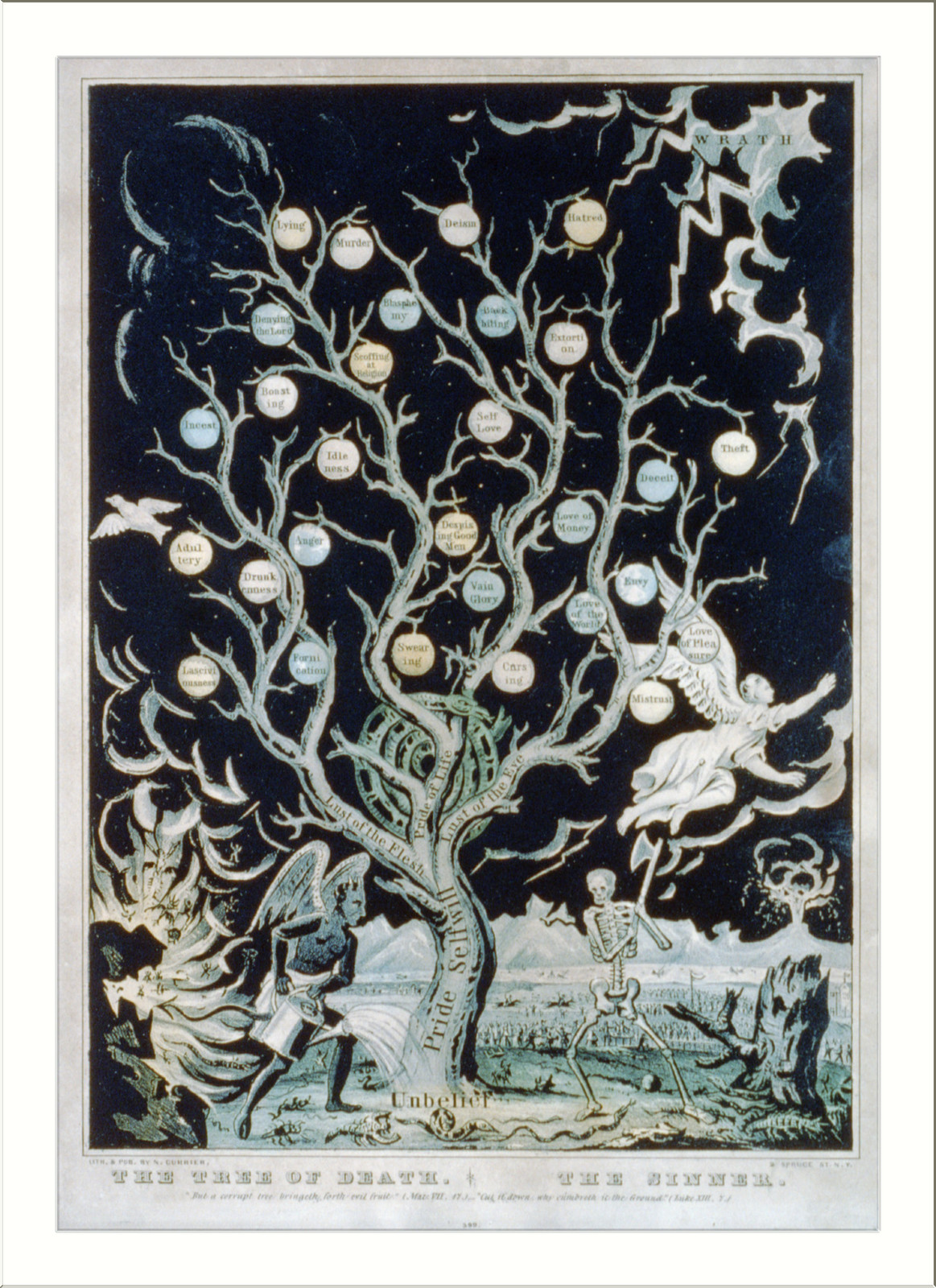 The tree of death--The sinner / lith. & pub. by N. Currier., New York : Published by Currier & Ives, [between 1835 and 1855] — antique lithograph
