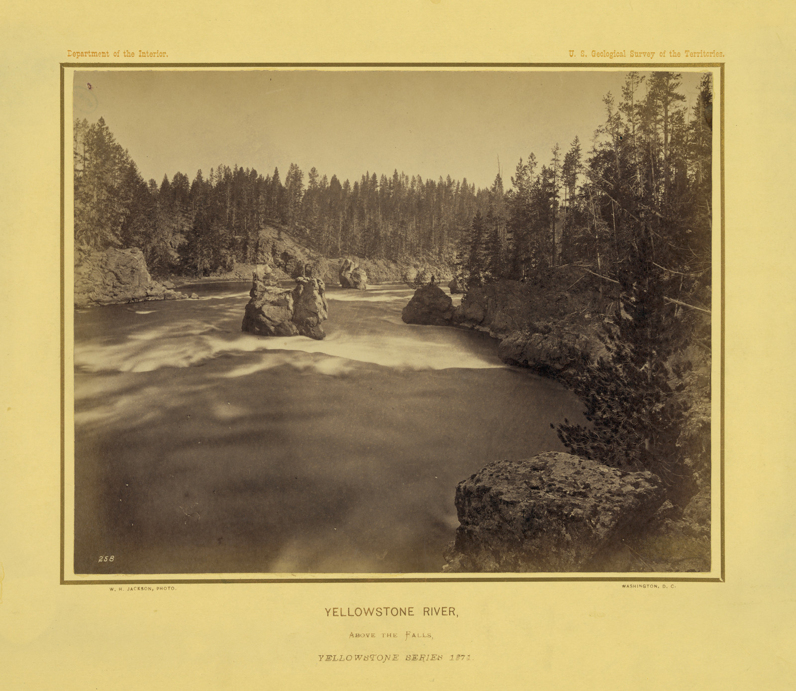Yellowstone River above the falls, c1892. — historic photograph