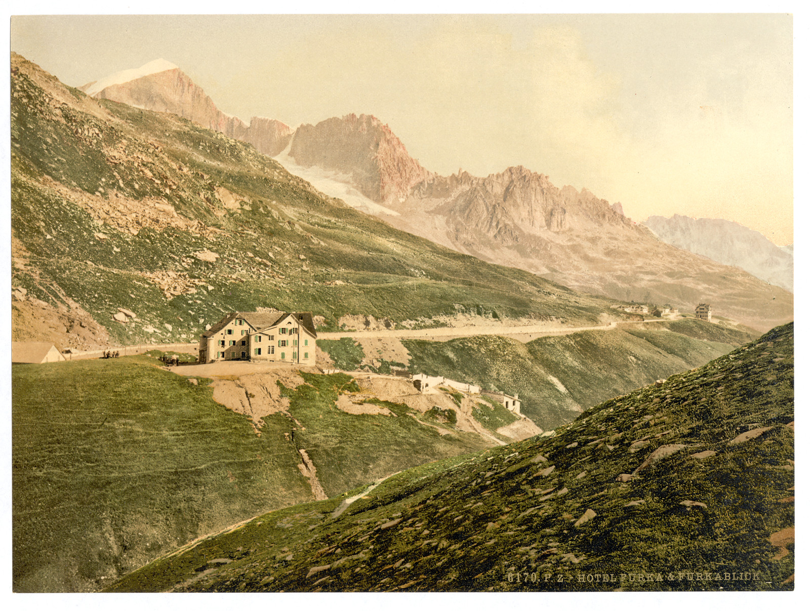 Furka Pass the hotel Bernese Oberland Switzerland, [between ca. 1890 and ca. 1900]. — historic print