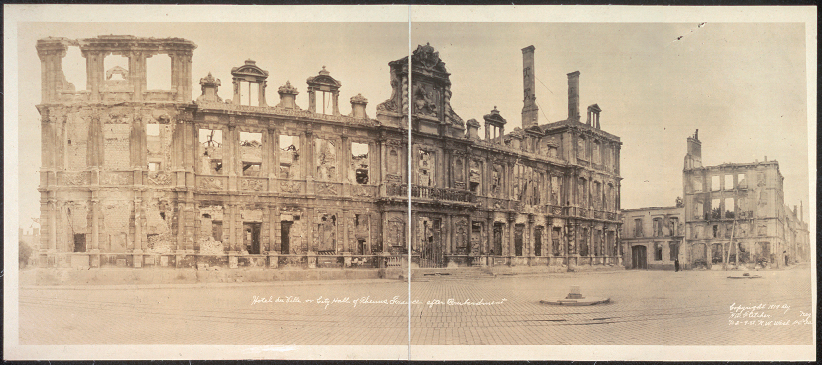Hotel du Ville or City Hall of Rheims, France, 1919, 1919 — historic image