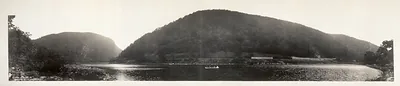 Panoramic view of Delaware Water Gap with river and mountains