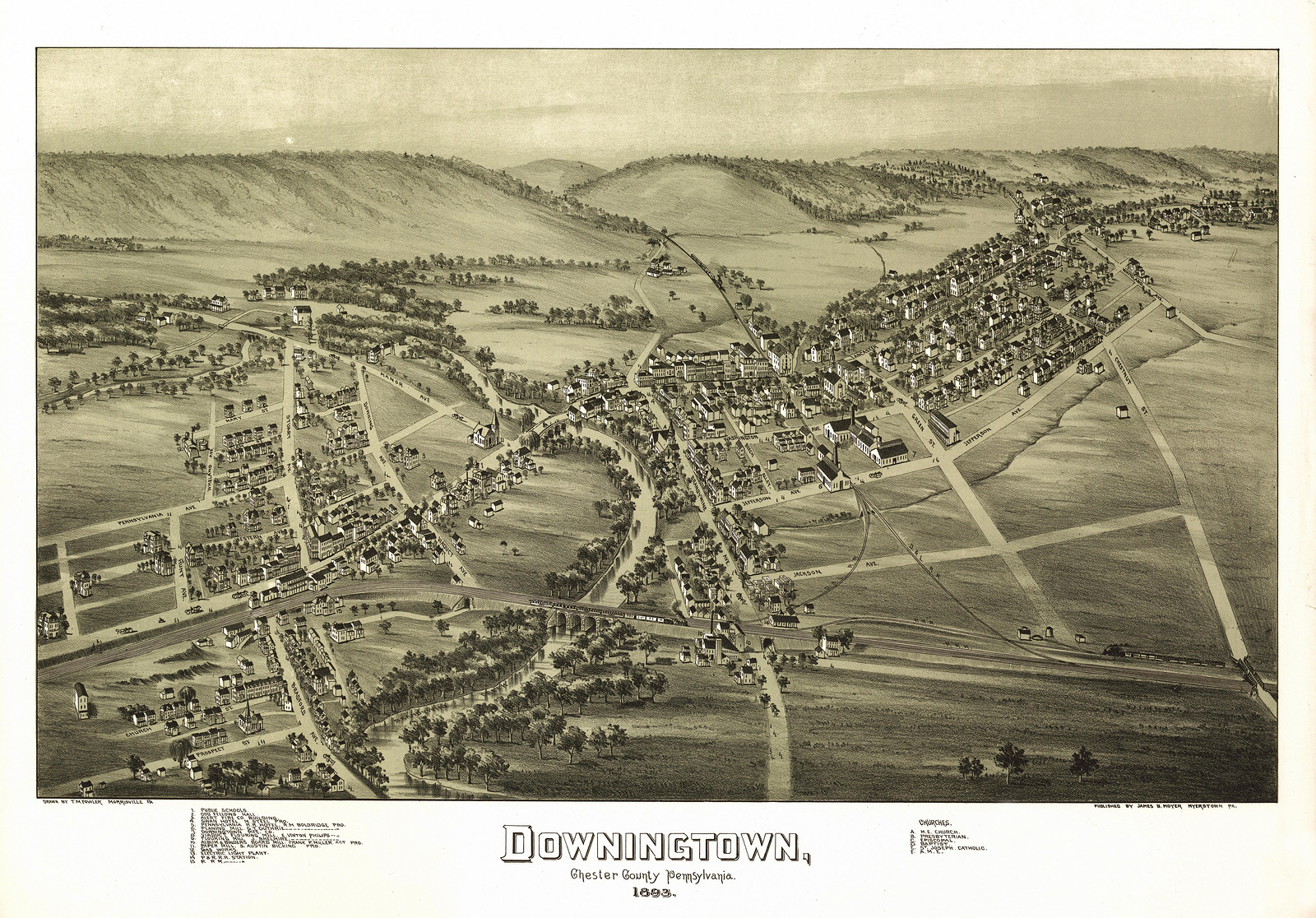 Downingtown, Pennsylvania, 1893, 1893 — antique map