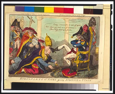 Buonaparte at Rome giving audience in state / I.Ck.