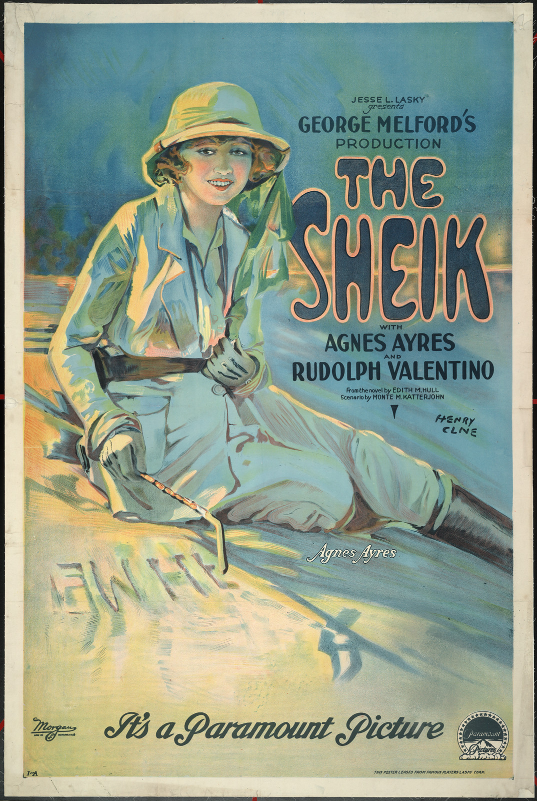 The Sheik, film poster with Agnes Ayres, Rudolph Valentino — vintage poster