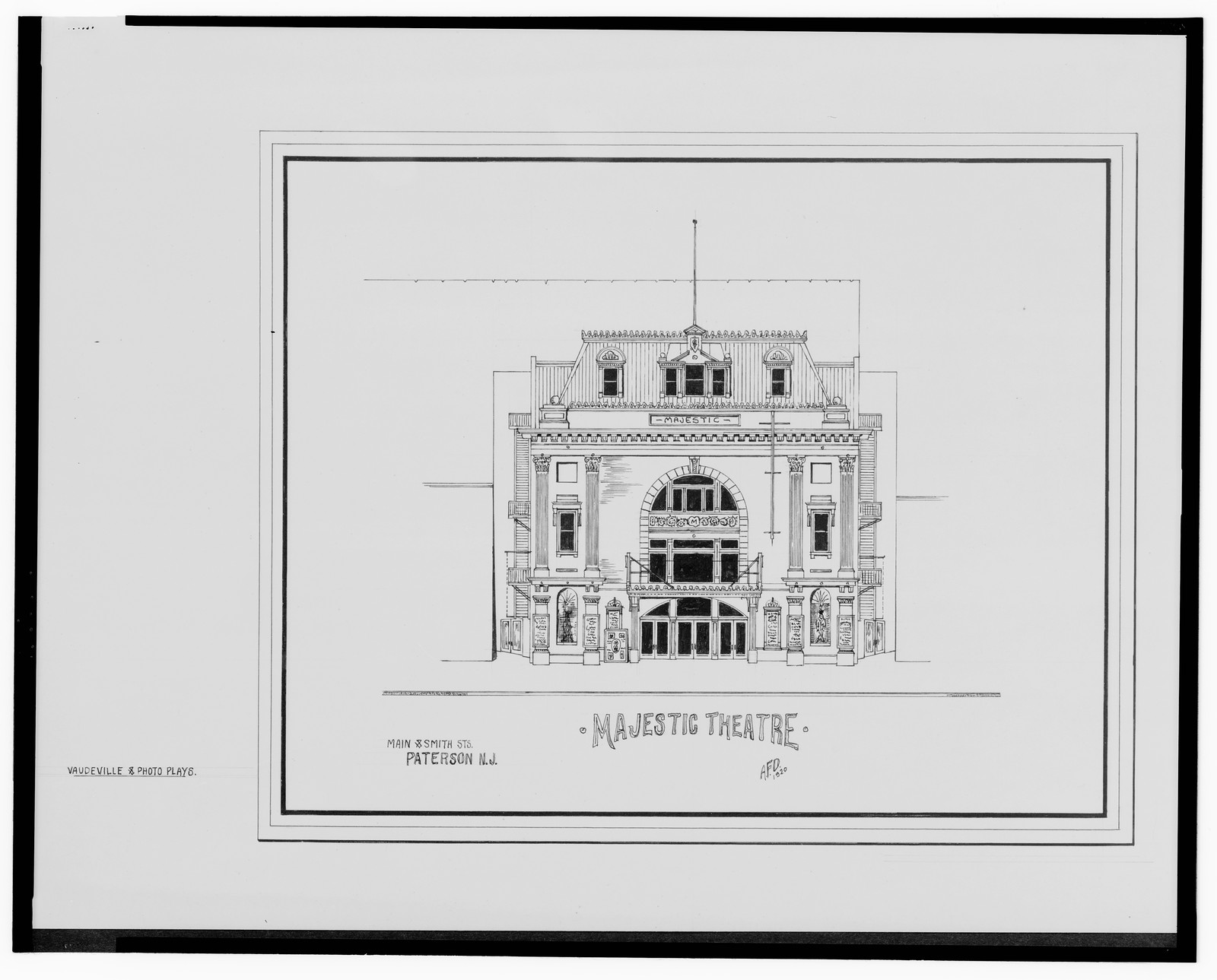 [Majestic Theatre, Main St. and Smith St., Paterson, New Jersey] / AFD 1920., And Engineering (ADE) Drawings — vintage poster