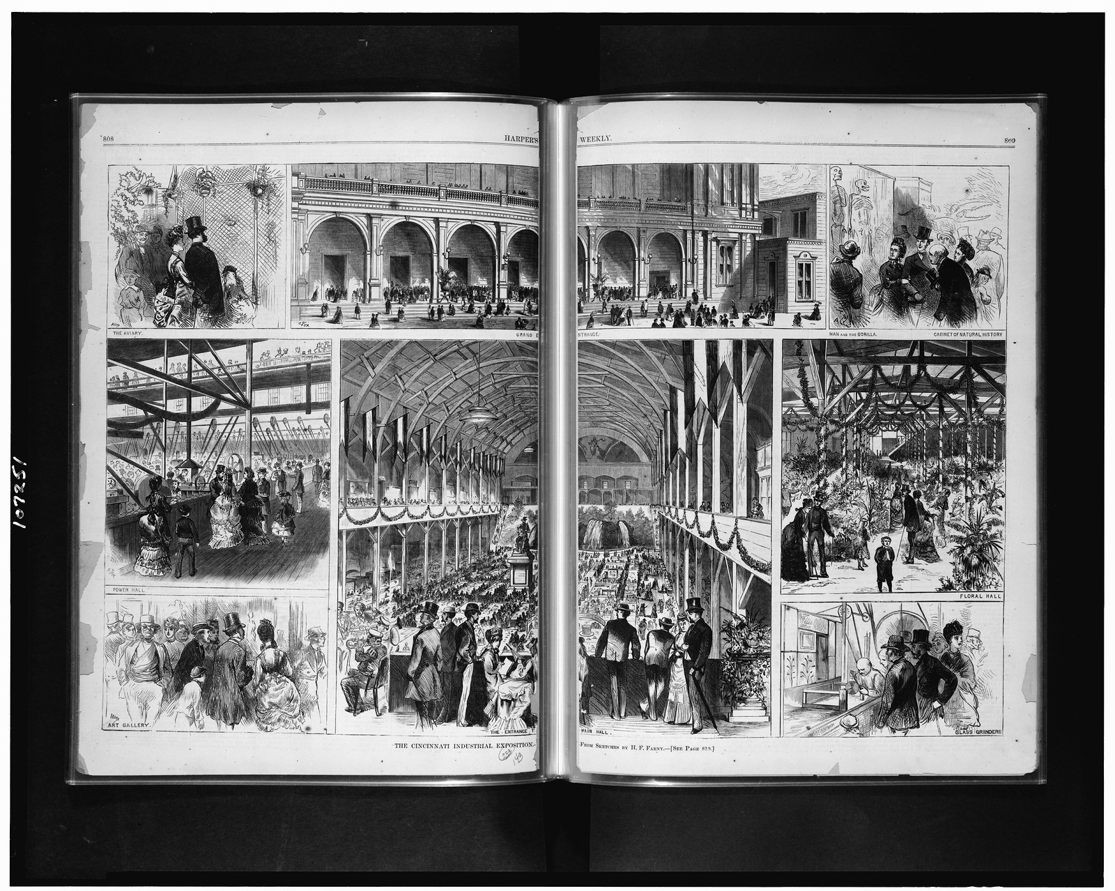 The Cincinnati Industrial Exposition / from sketches by H.F. Farney., 1872 — antique engraving