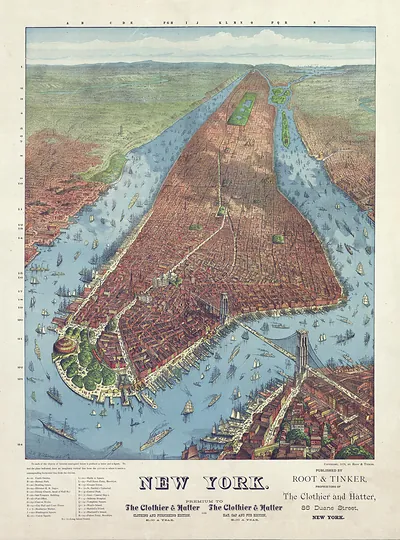 New York bird's-eye view map, 1879