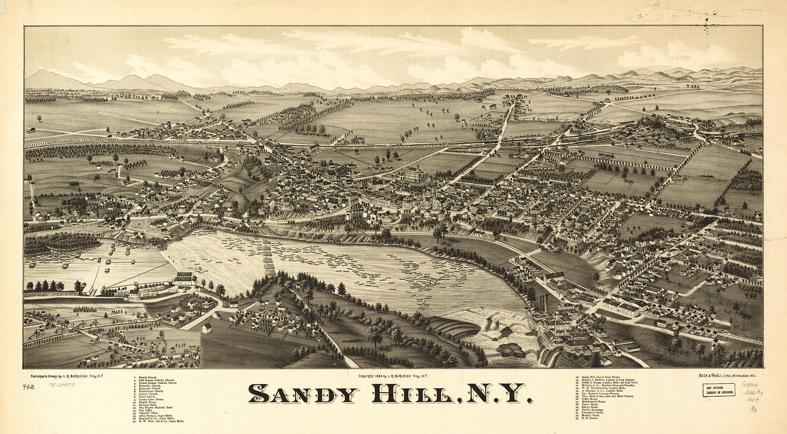 Sandy Hill, New York, 1884, 1884 — antique map