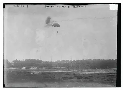 Balloon wrecked by Krupp gun