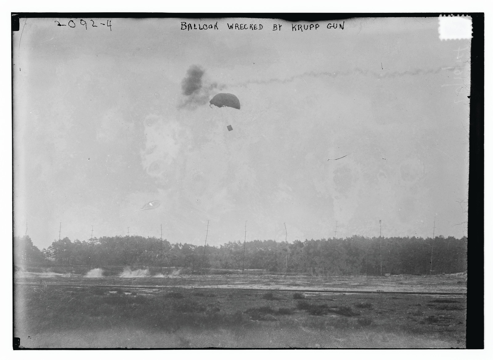 Balloon wrecked by Krupp gun, n/a — historic photograph