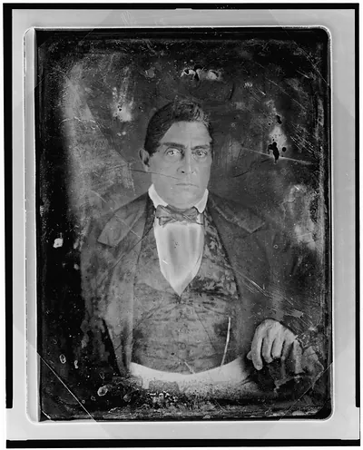 Unidentified man in vest and bow tie, daguerreotype portrait
