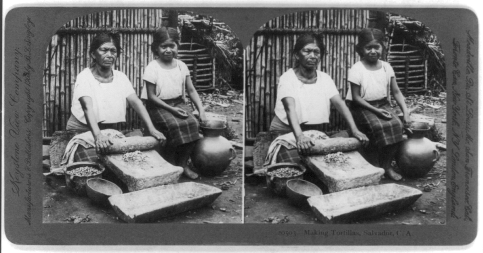 Making tortillas, Salvador, C.A., c1905. — historic photograph