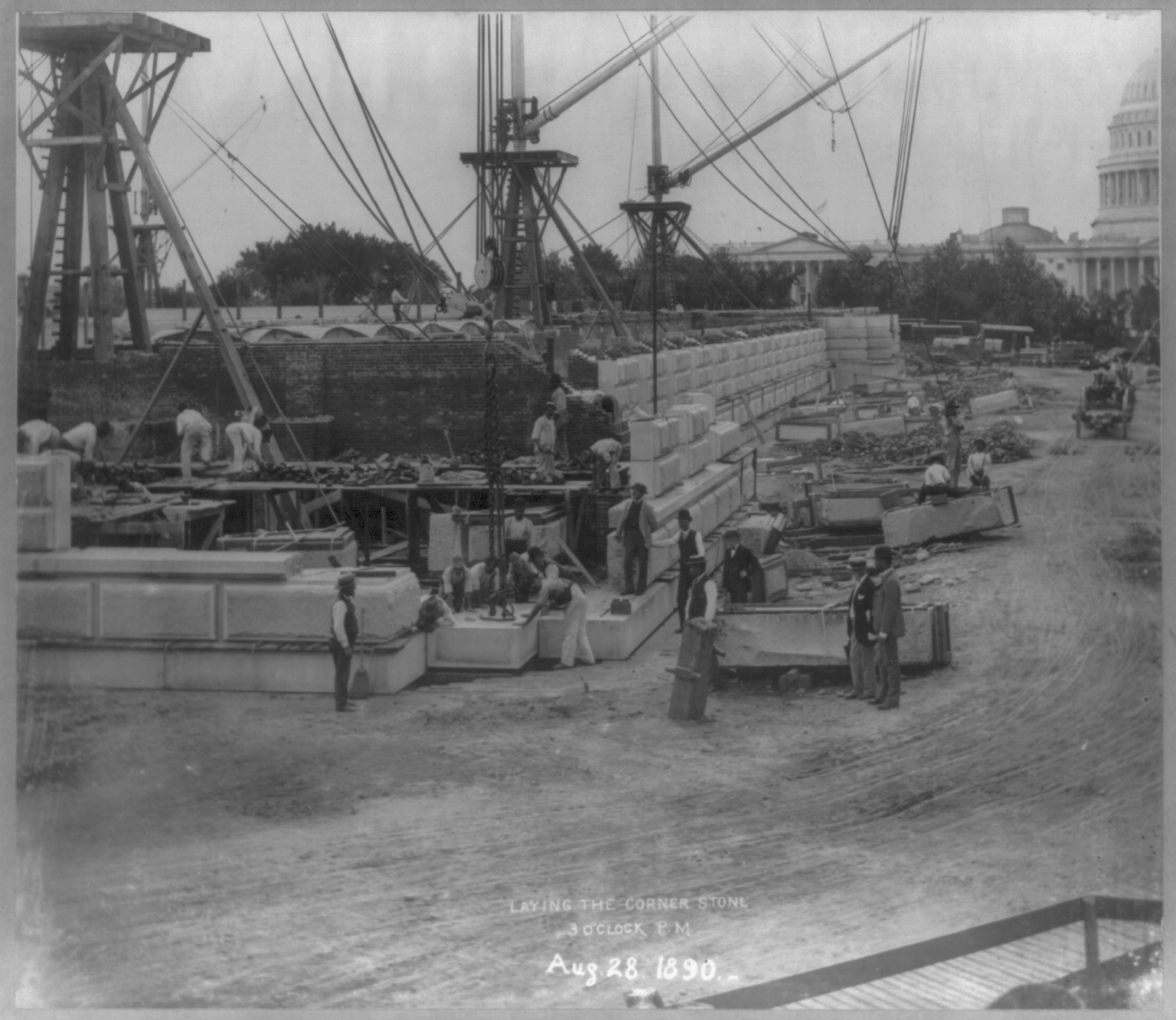 Laying the corner stone, 3 o'clock P.M., Aug 28 1890 — historic image