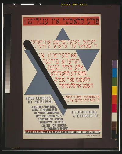 Free Classes in English: WPA Adult Education Program Poster