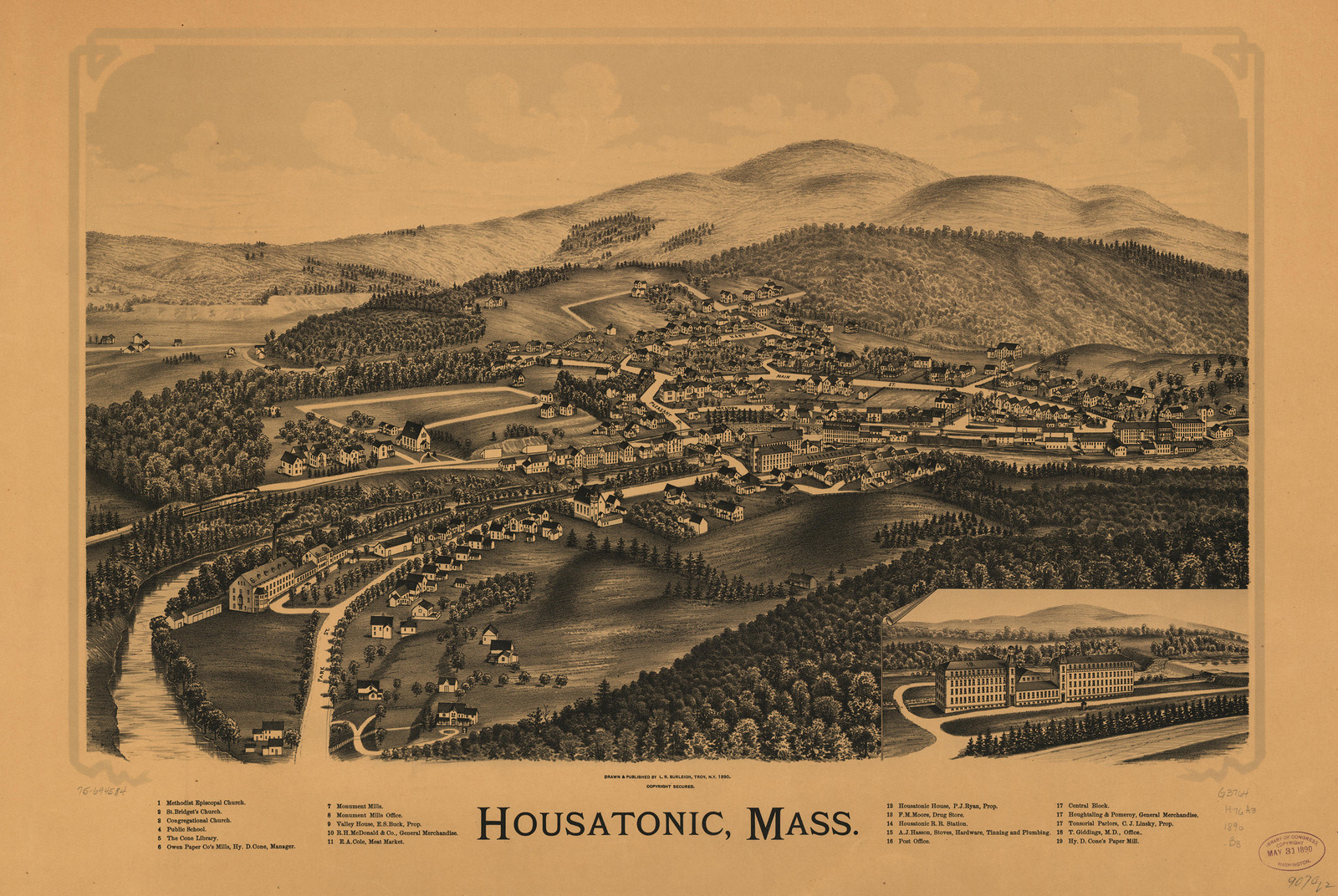 Housatonic, Massachusetts, 1890, 1890 — antique map