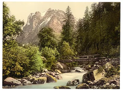 Schwarze Lutschine and Wetterhorn Mountain Bernese Oberland Switzerland