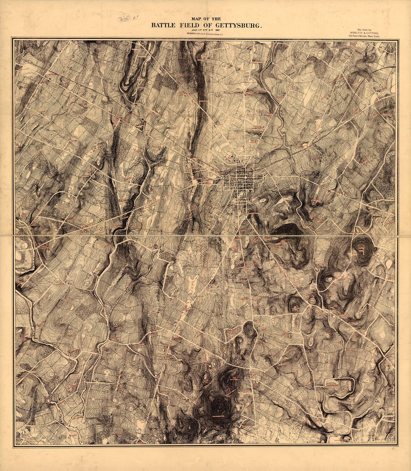 Map of the Battle Field of Gettysburg — antique map