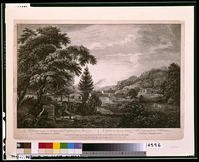 A design to represent the beginning and completion of an American settlement or farm Dessein qui represente la maniere d'etablir et de parachever une habitation ou ferme Americaine / painted by Paul Sandby, from a design made by his excellency Governor Pownal ; engraved by James Peake.