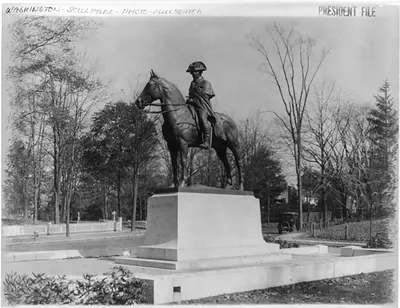 [George Washington, sculpture, full, on horseback, facing left, Morristown, N.J.; by Frederick Roth]