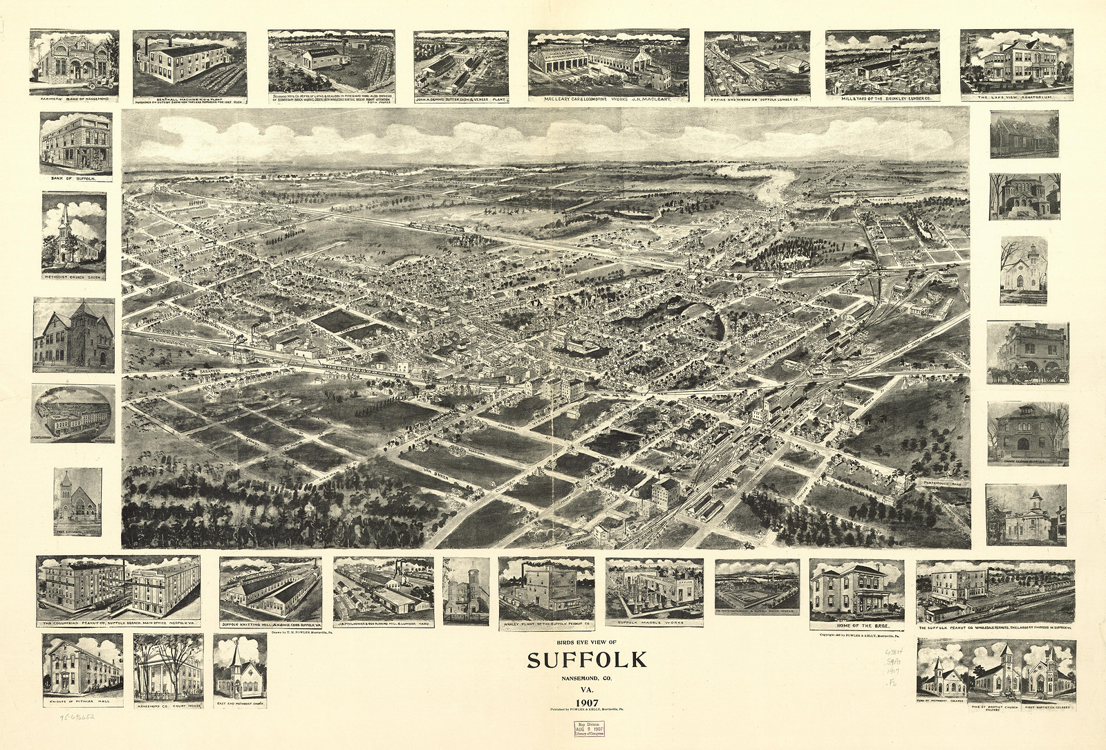 Suffolk, Virginia, 1907, 1907 — antique map