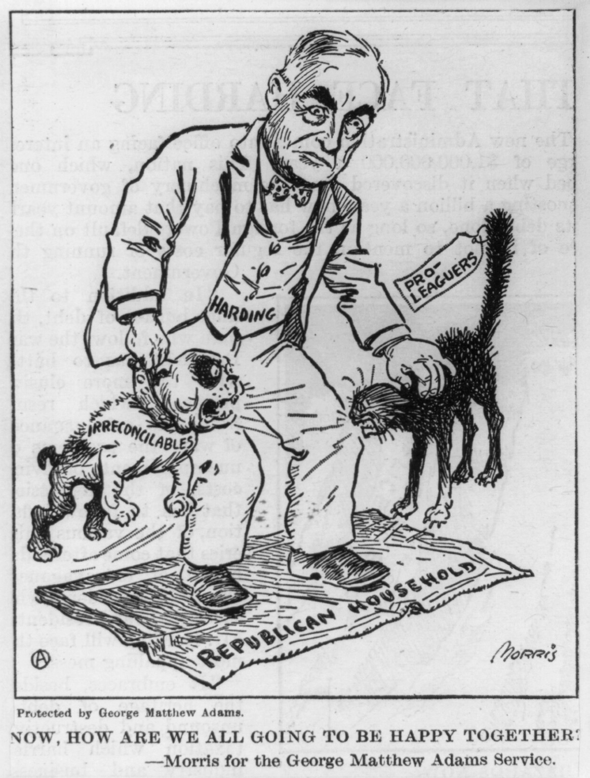 Now, how are we all going to be happy together? — historic print