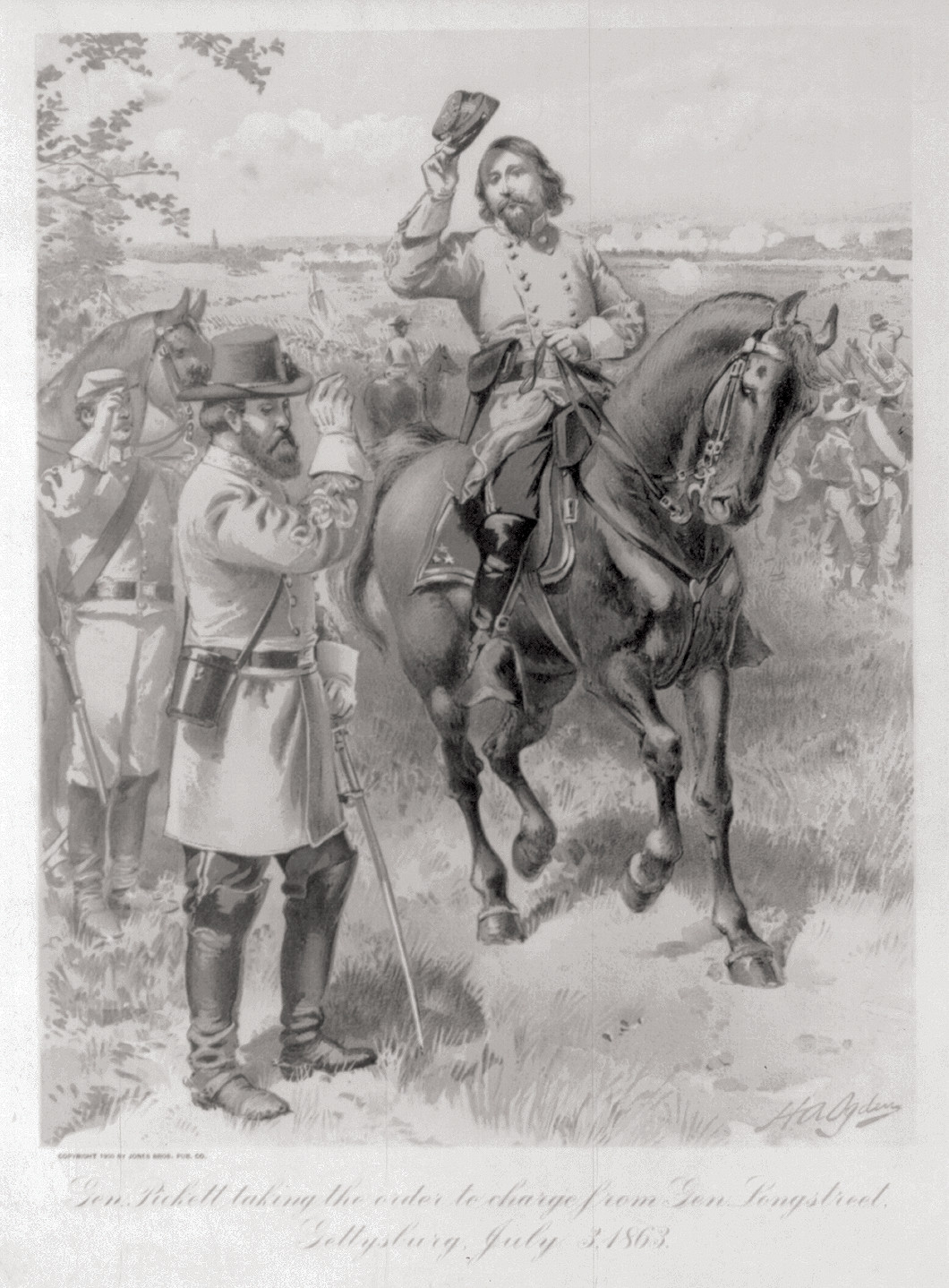 Gen. Pickett taking the order to charge from Gen. Longstreet, Gettsburg, July 3, 1863, 1900 March 1. — historic print