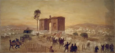 Charge of Ewell's Corps on the cemetary [sic] gate and capture of Ricketts Battery