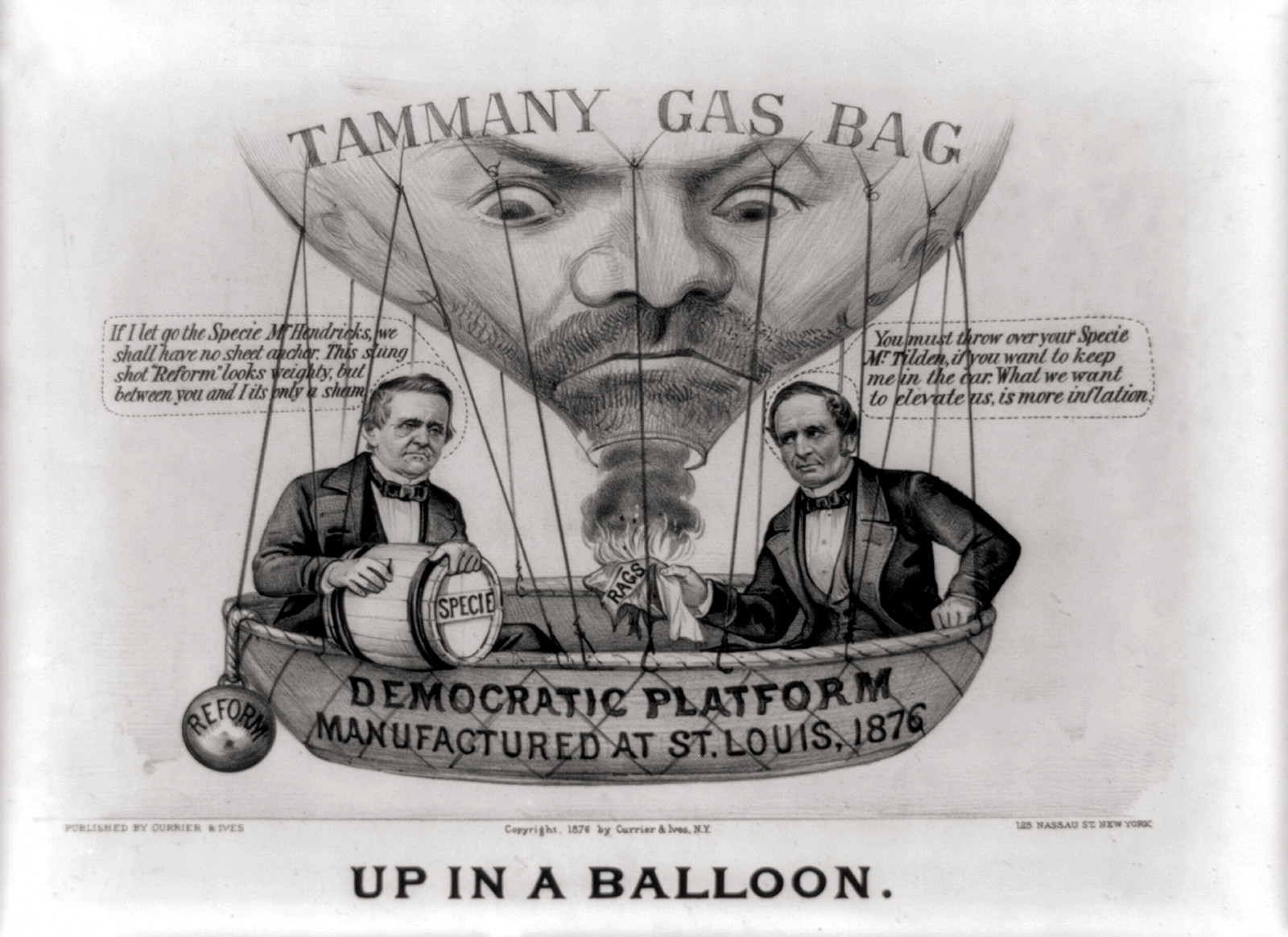 Up in a balloon, New York : Published by Currier & Ives, c1876. — antique lithograph