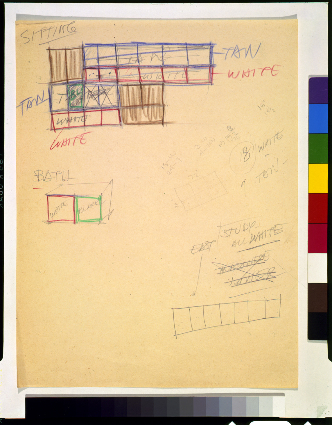 [Gridded wall section of Case Study House No. 9 for John Entenza, at Pacific Palisades, Los Angeles, California], [between 1947 and 1949] — historic drawing
