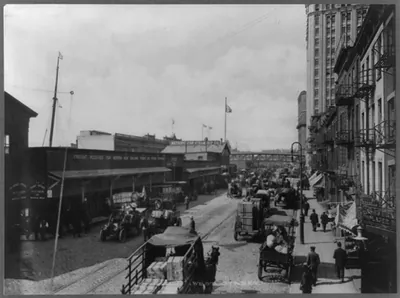 West Street [along pier 10, showing Metropolitan Steamship Co.], New York City