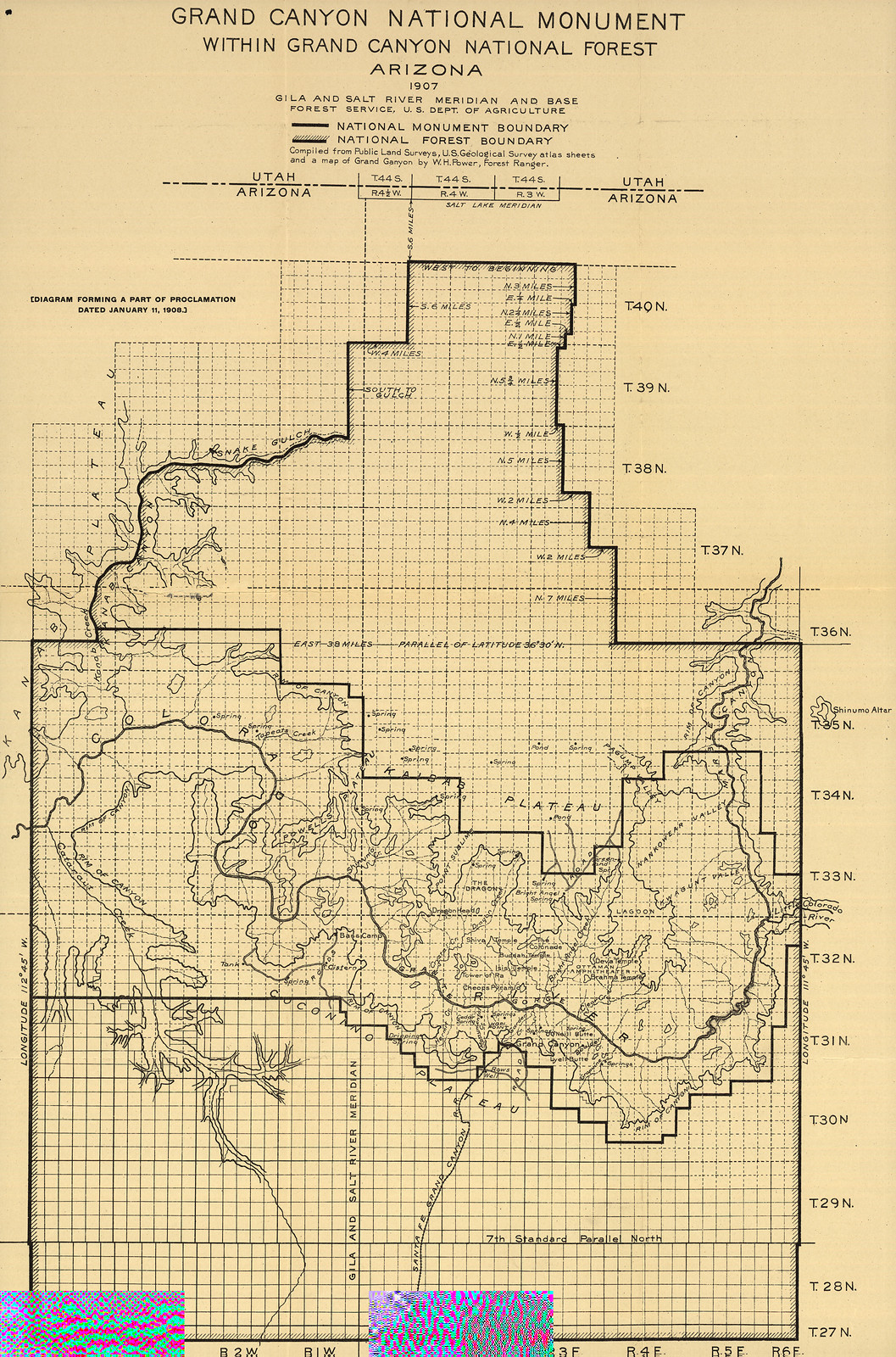 Grand Canyon National Monument Within Grand Canyon National Forest, Arizona, 1908 — historic image